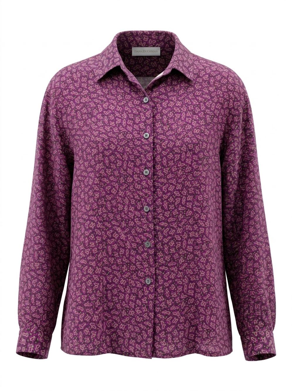 Dana Buchman 100% Silk Lightweight Paisley Button-Up Shirt Women Size 10